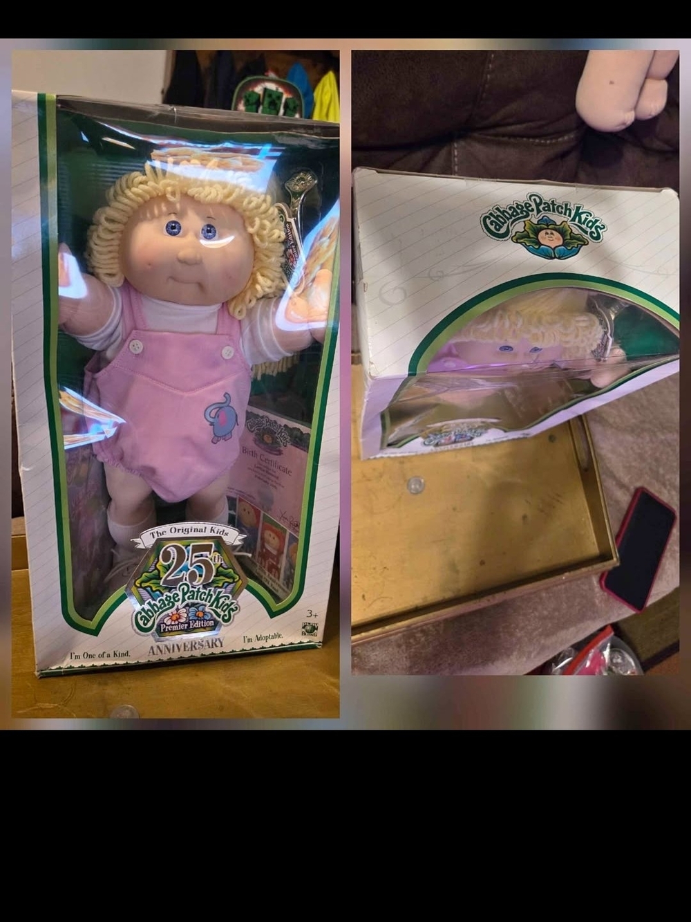 25th Anniversary Blonde Doll in Pink Overalls